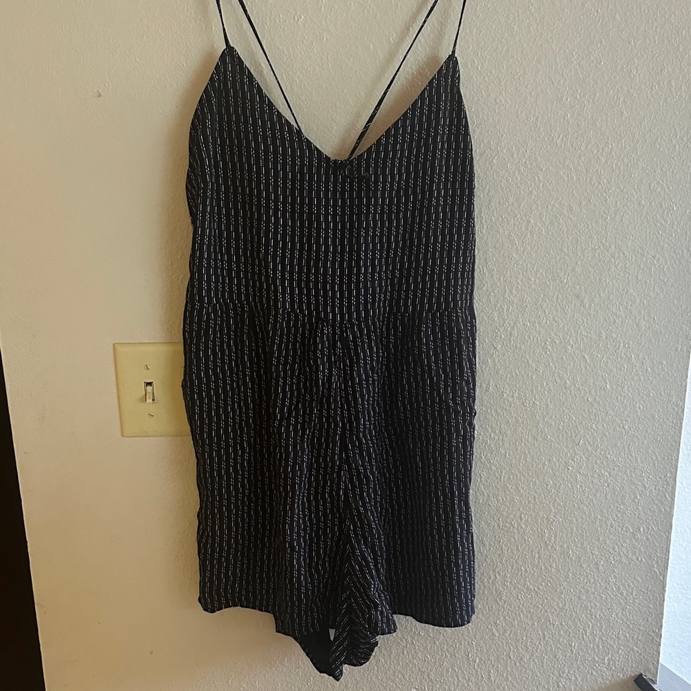 Volcom Black and White Striped Jumpsuit